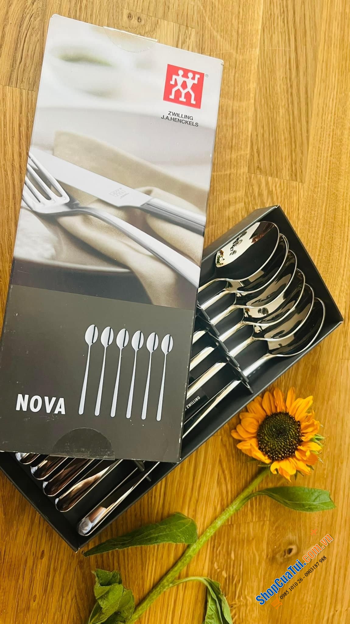 SET THÌA DÀI UỐNG CÀ PHÊ LATTE, NƯỚC CHANH CAM, COCKTAIL ZWILLING NOVA  20cm cán dài