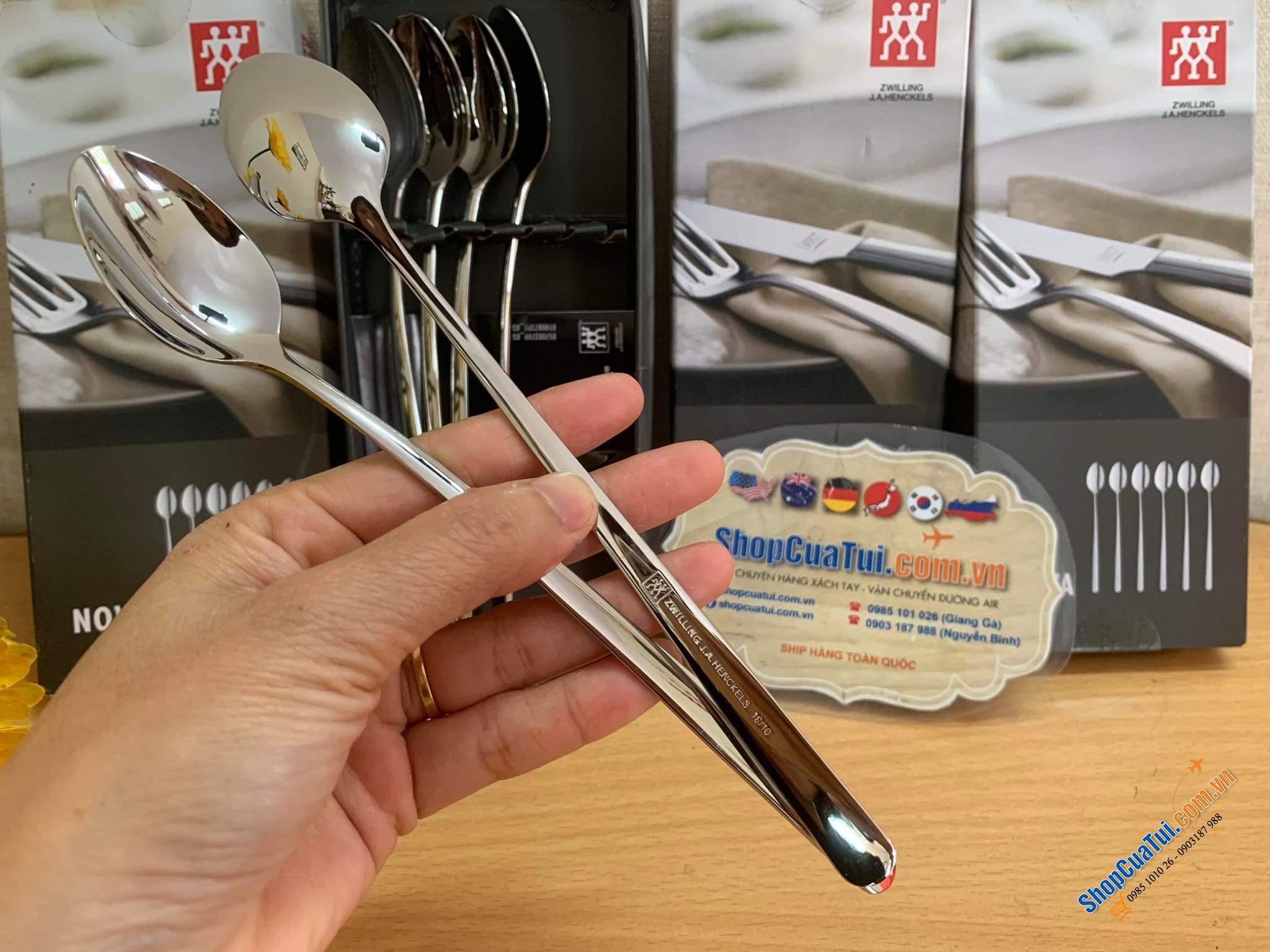 SET THÌA DÀI UỐNG CÀ PHÊ LATTE, NƯỚC CHANH CAM, COCKTAIL ZWILLING NOVA  20cm cán dài