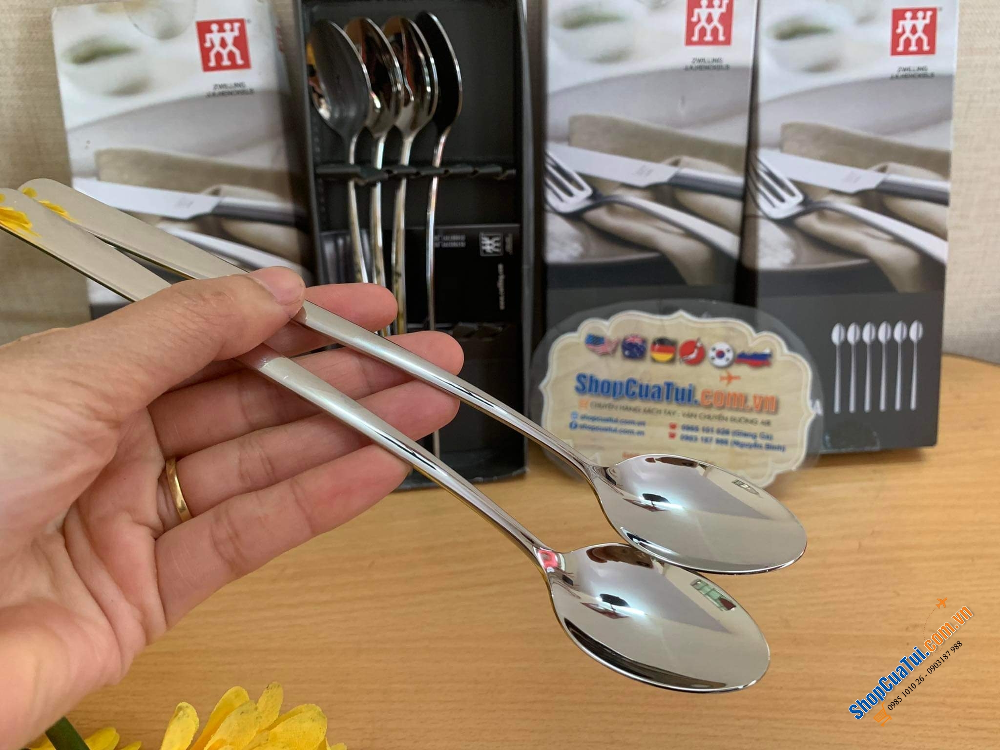 SET THÌA DÀI UỐNG CÀ PHÊ LATTE, NƯỚC CHANH CAM, COCKTAIL ZWILLING NOVA  20cm cán dài