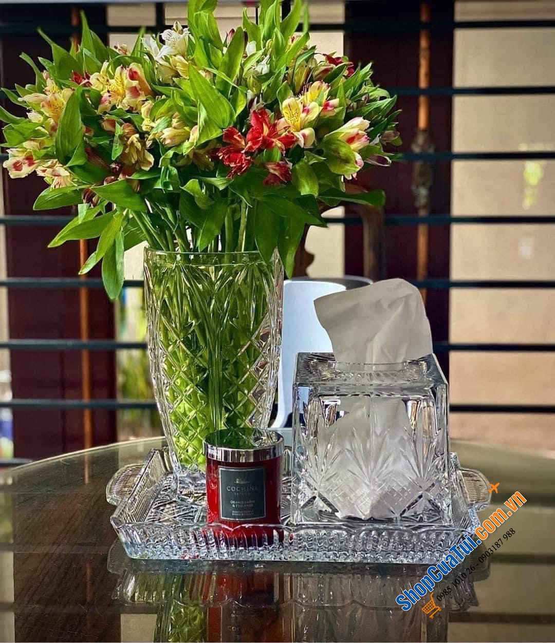 Khay pha lê Dublin 40 x 26cm.