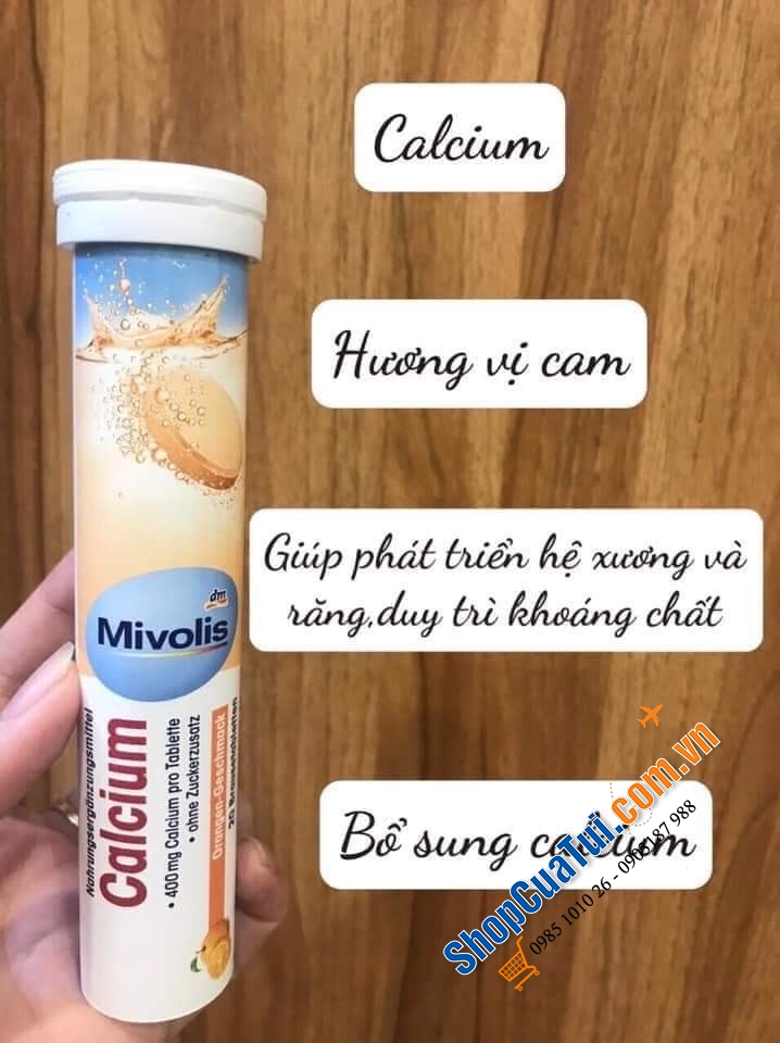 Viên sủi bổ sung Canxi MIVOLIS - Sản phẩm của Đức - lọ 20 viên