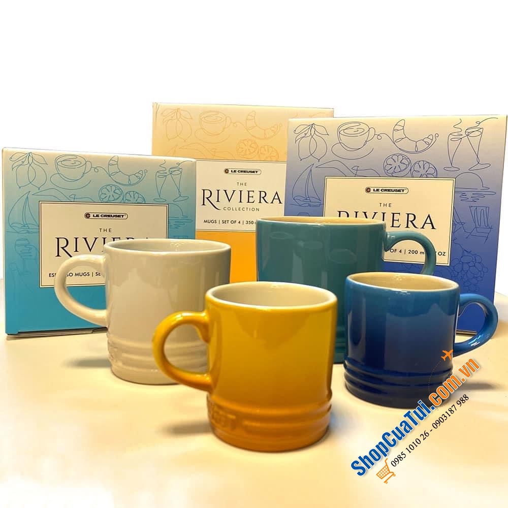 SET 4 CỐC LE CREUSET 350 ML KÈM HỘP RIVIERA - MUA AUTH TẠI ĐỨC ĐỦ BILL - SET 4 CỐC LE CREUSET RIVIERA COLLECTION