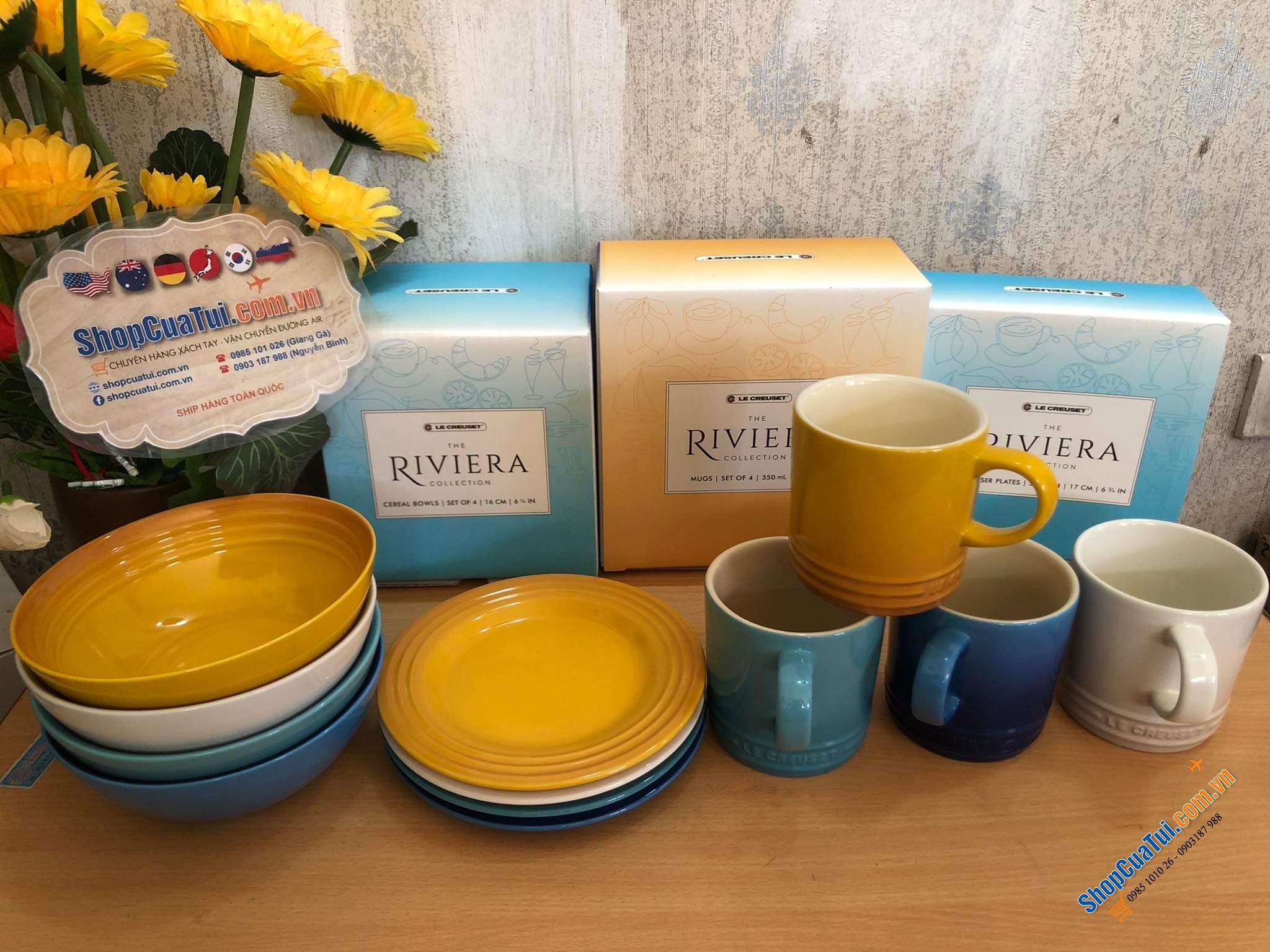 SET 4 CỐC LE CREUSET 350 ML KÈM HỘP RIVIERA - MUA AUTH TẠI ĐỨC ĐỦ BILL - SET 4 CỐC LE CREUSET RIVIERA COLLECTION