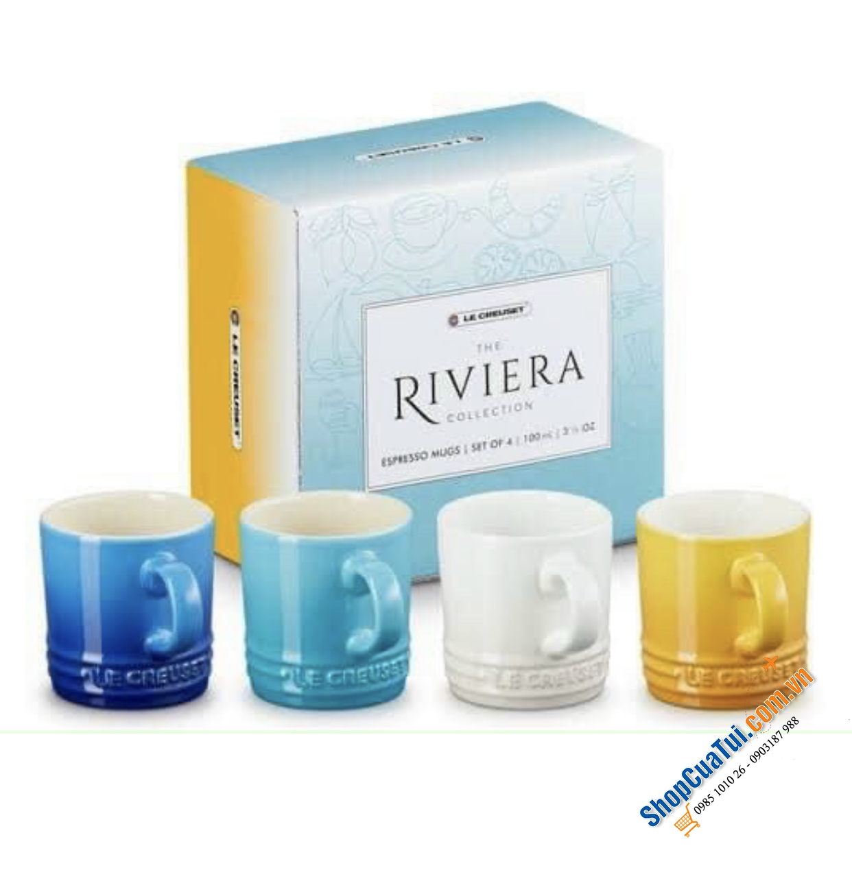 SET 4 CỐC LE CREUSET 100 ML KÈM HỘP RIVIERA - SET 4 CỐC LE CREUSET RIVIERA COLLECTION