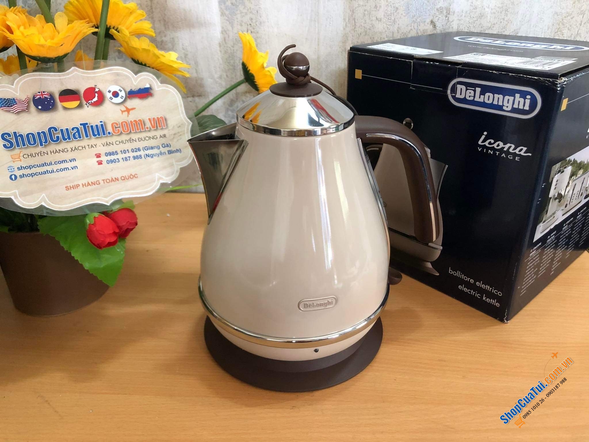ẤM SIÊU TỐC DELONGHI VINTAGE ICONA MÀU BE.