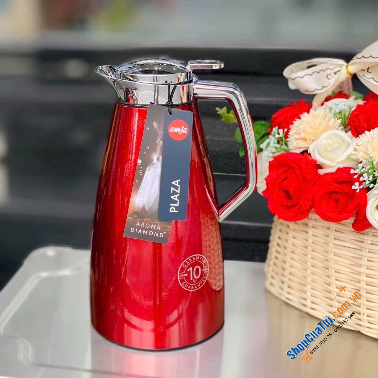 BÌNH GIỮ NHIỆT EMSA PLAZA 1 LIT màu đỏ, màu xanh, màu cốm