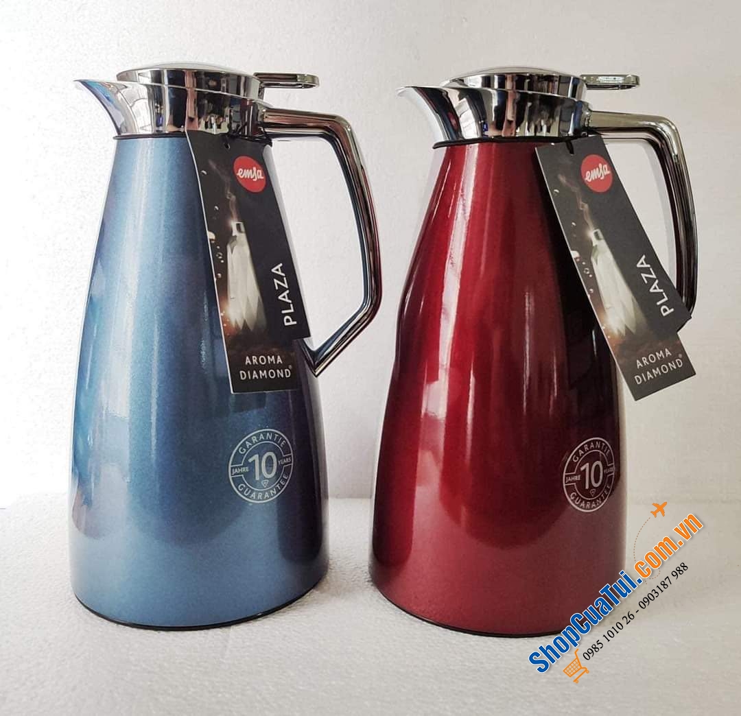BÌNH GIỮ NHIỆT EMSA PLAZA 1 LIT màu đỏ, màu xanh, màu cốm