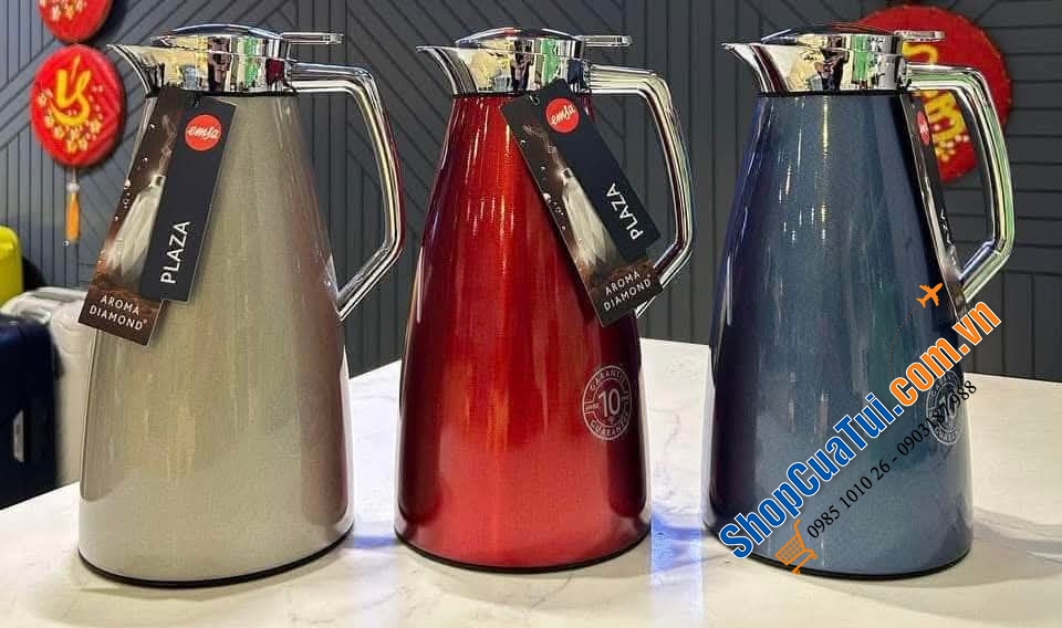 BÌNH GIỮ NHIỆT EMSA PLAZA 1 LIT màu đỏ, màu xanh, màu cốm