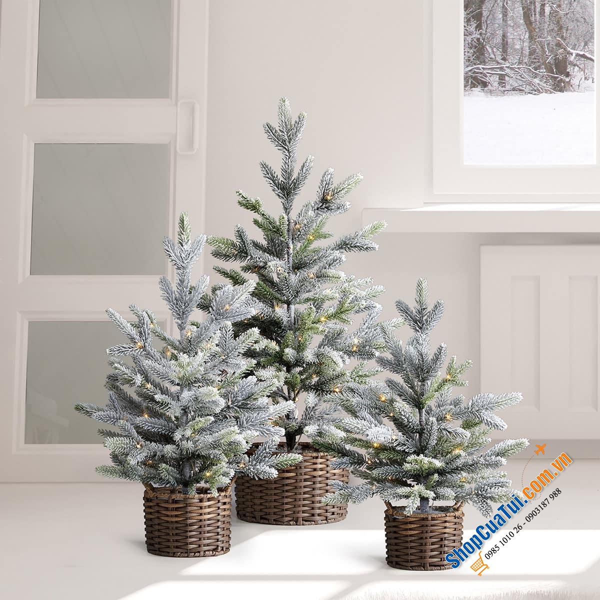 Bộ 3 cây thông Noel trang trí với đèn LED lấp lánh, mua 1 lần dùng trọn đời, cây thông tuyết siêu đẹp chơi được gần tết âm lịch luôn!