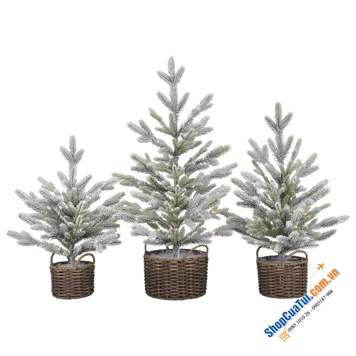 Bộ 3 cây thông Noel trang trí với đèn LED lấp lánh, mua 1 lần dùng trọn đời, cây thông tuyết siêu đẹp chơi được gần tết âm lịch luôn!
