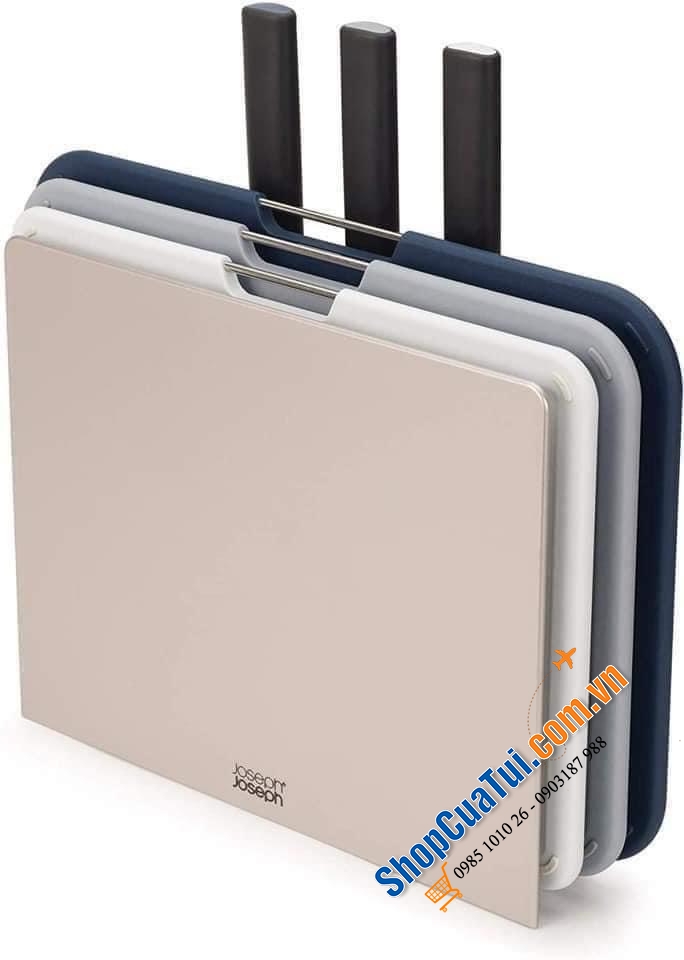 Bộ dao thớt Joseph Joseph 60194 mẫu mới gồm  3 dao, 3 thớt