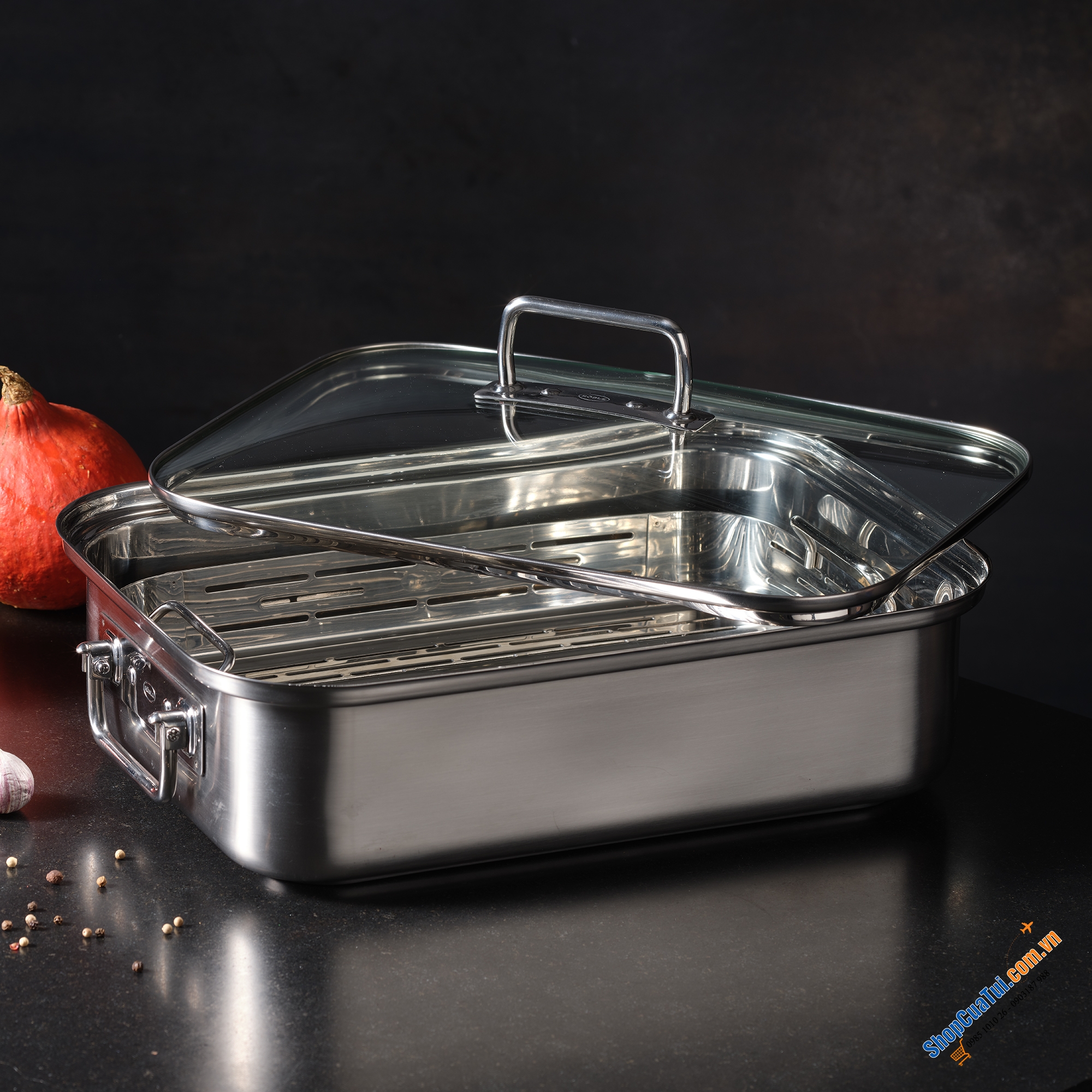 Khay nướng chữ nhật Roesle Expertiso 38,5 x 28 cm - tha hồ to để đun nấu
