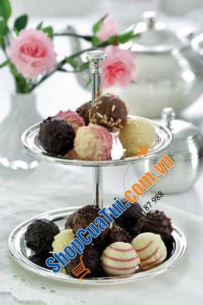 KỆ BÁNH 2 TẦNG EDZARD SIZE LỚN 17&22cm - Kệ báng bằng bạc trang nhã, đặc biệt thích hợp để sôcôla và bánh quy, là điểm nhấn trên mọi bàn cà phê