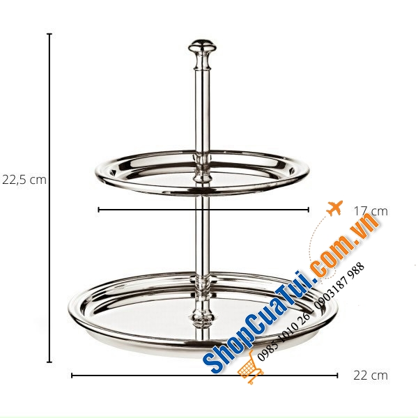 KỆ BÁNH 2 TẦNG EDZARD SIZE LỚN 17&22cm - Kệ báng bằng bạc trang nhã, đặc biệt thích hợp để sôcôla và bánh quy, là điểm nhấn trên mọi bàn cà phê
