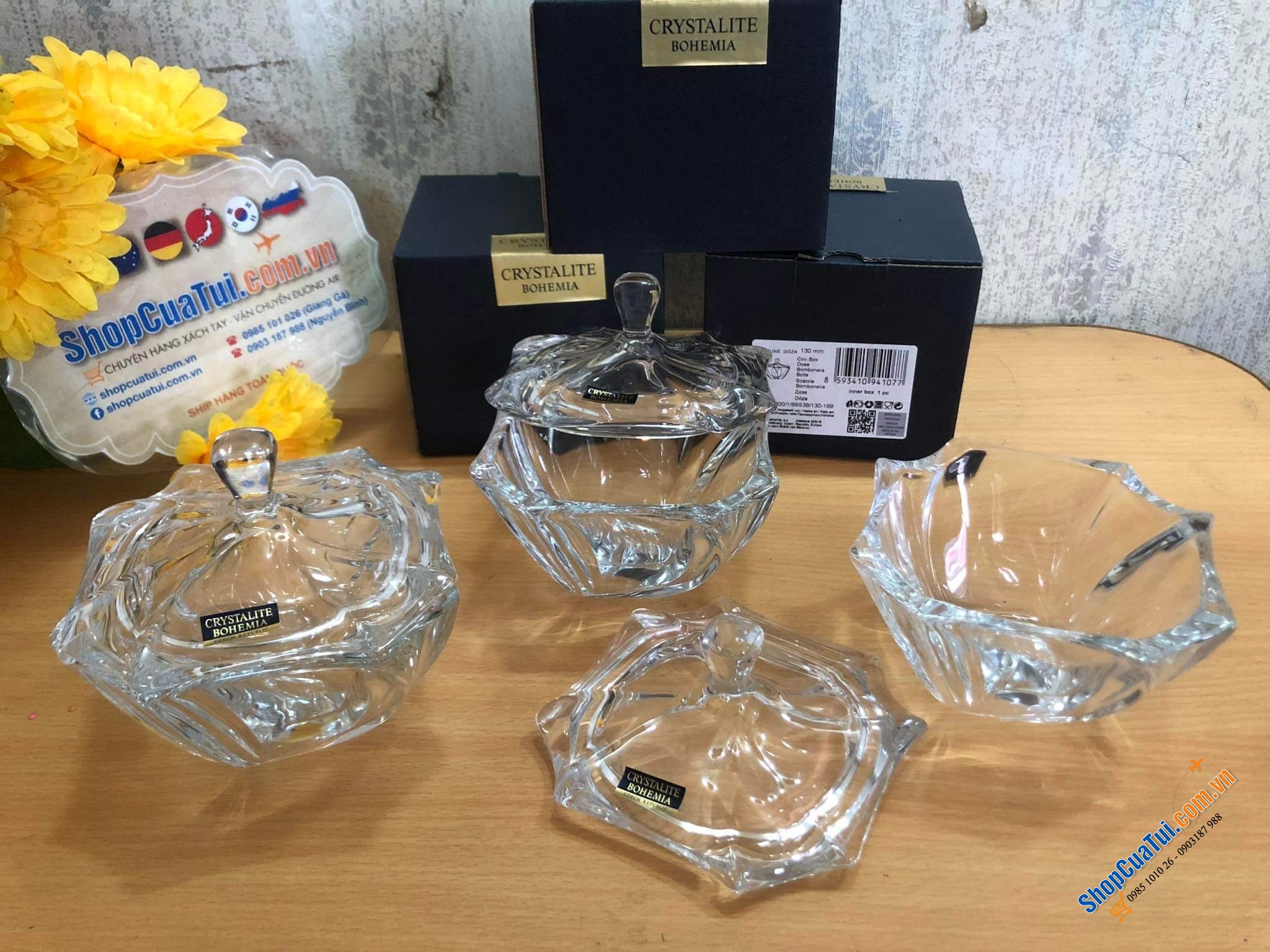 THỐ KẸO BOHEMIA NEPTUNE đường kính 13cm - Pha lê sang trọng