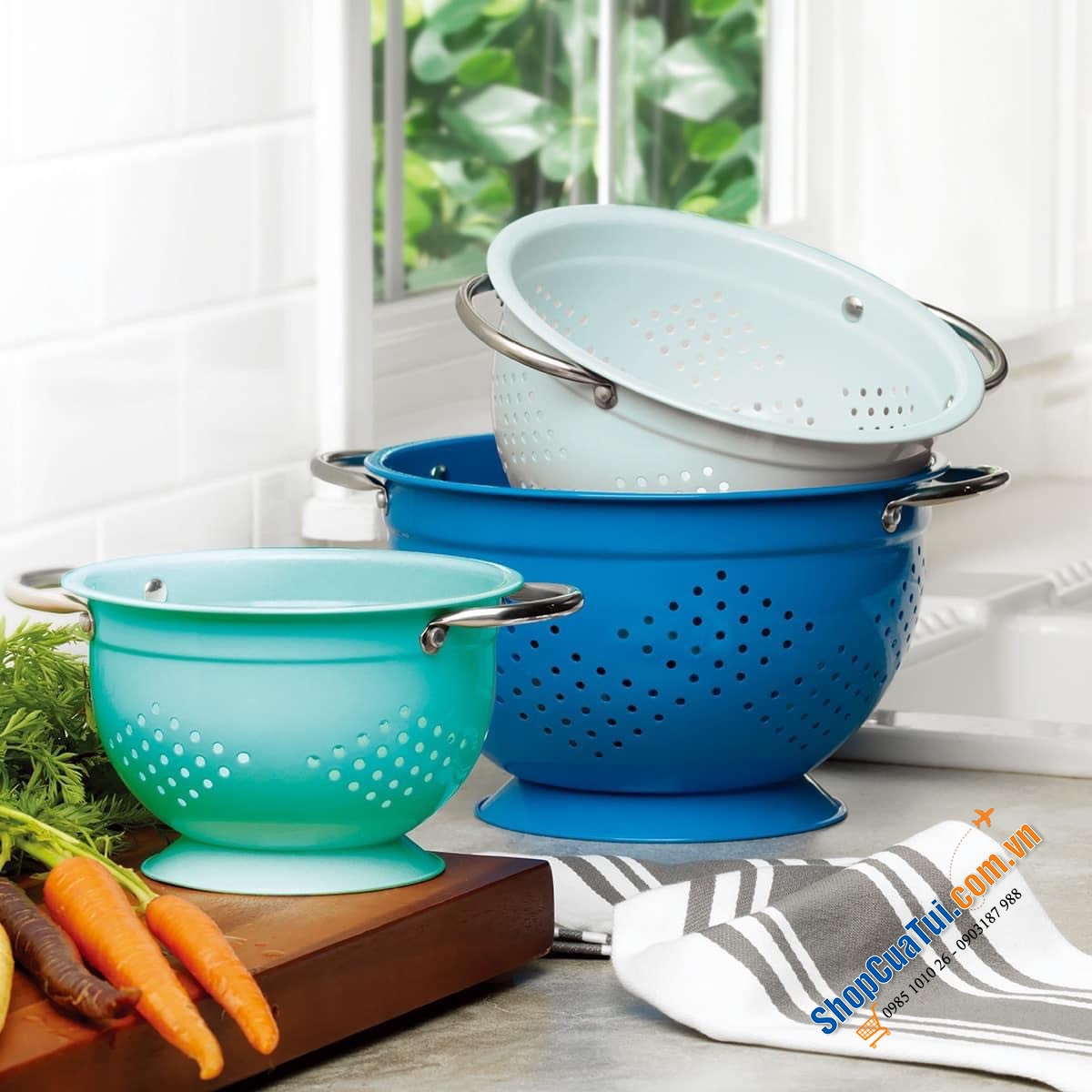 Set rổ 3 chiếc đẹp như thiên thần, có thể xếp chồng lên nhau, tiết kiệm không gian nhà bếp