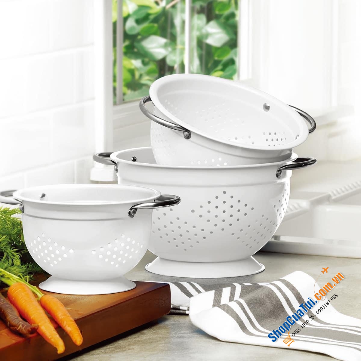 Set rổ 3 chiếc đẹp như thiên thần, có thể xếp chồng lên nhau, tiết kiệm không gian nhà bếp