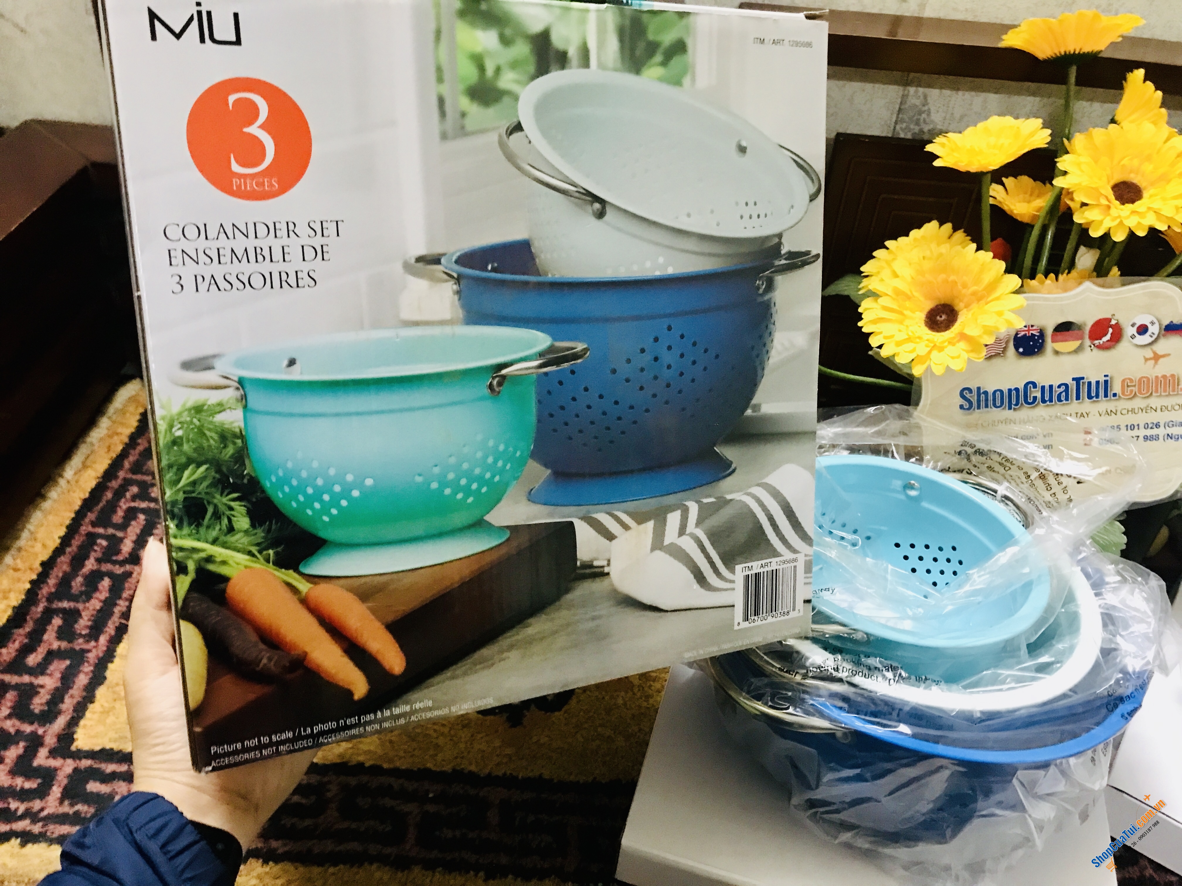 Set rổ 3 chiếc đẹp như thiên thần, có thể xếp chồng lên nhau, tiết kiệm không gian nhà bếp