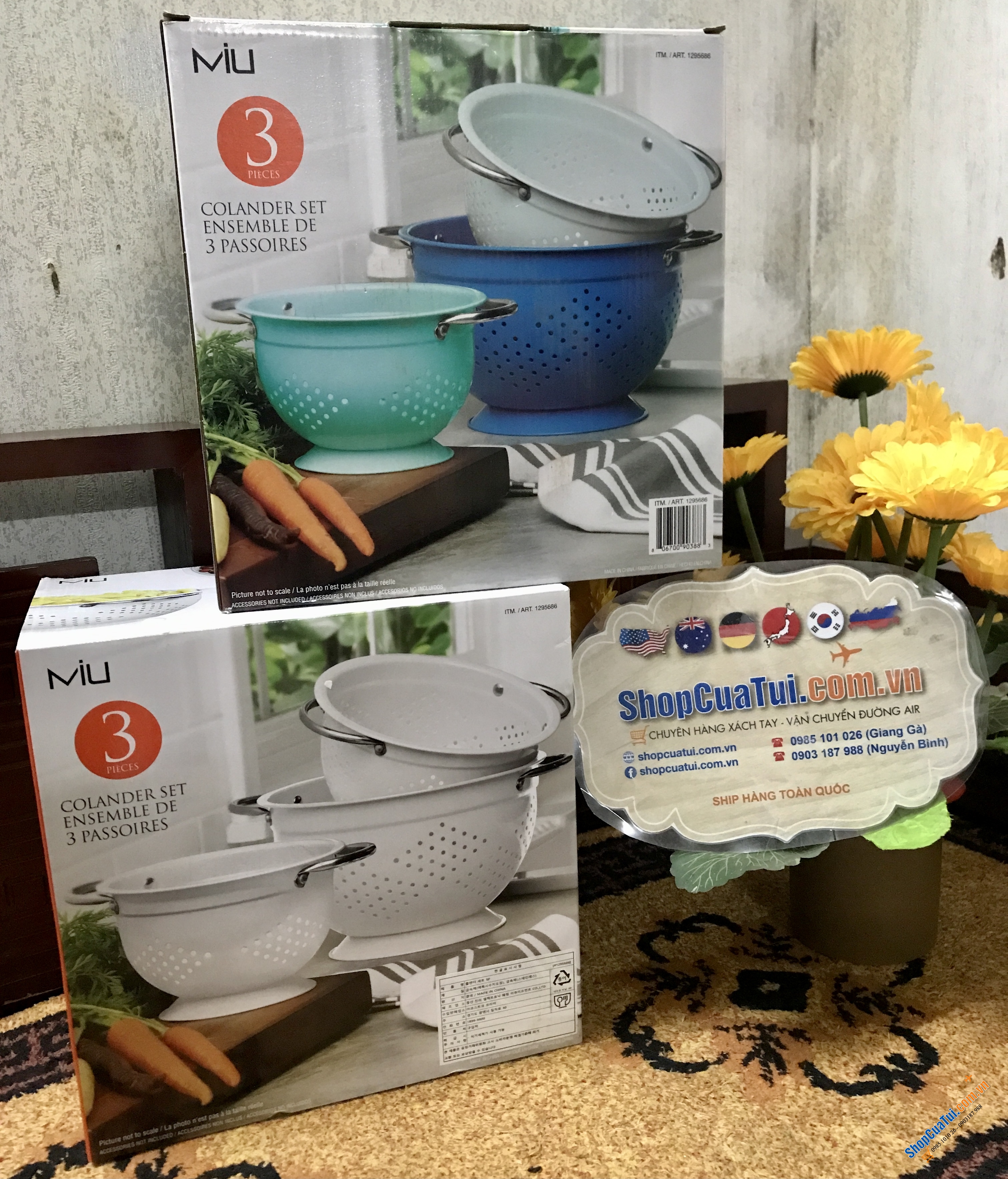 Set rổ 3 chiếc đẹp như thiên thần, có thể xếp chồng lên nhau, tiết kiệm không gian nhà bếp