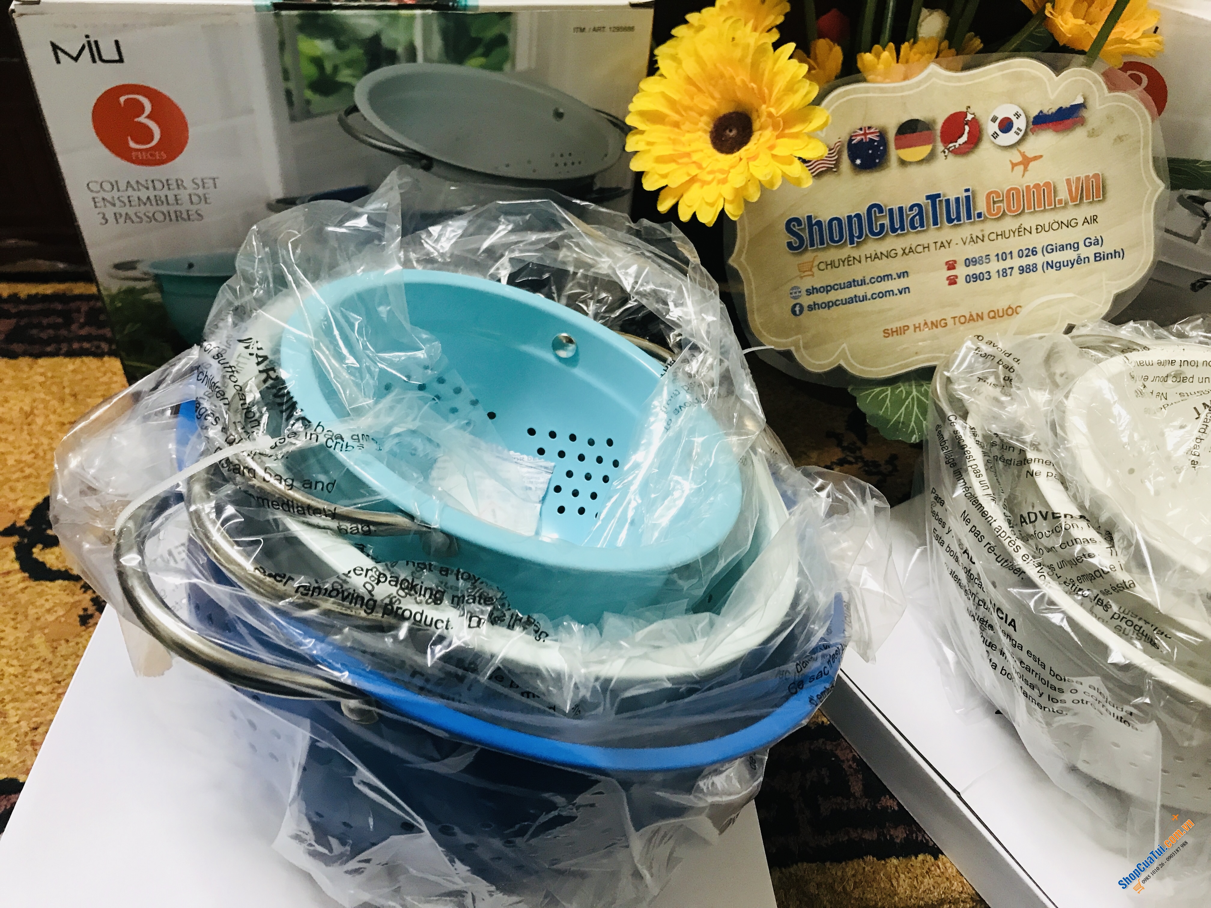 Set rổ 3 chiếc đẹp như thiên thần, có thể xếp chồng lên nhau, tiết kiệm không gian nhà bếp