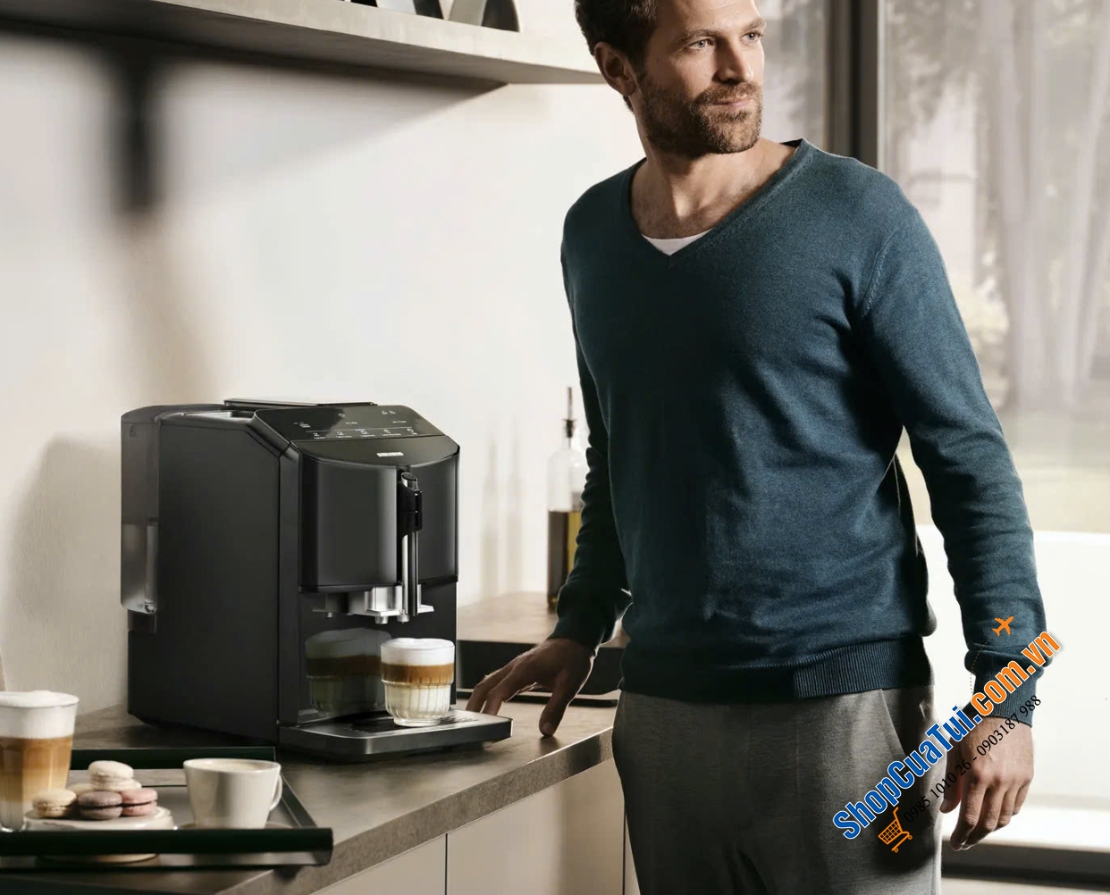 Máy Pha Cafe Tự Động Siemens TI35A509DE EQ.300 Black