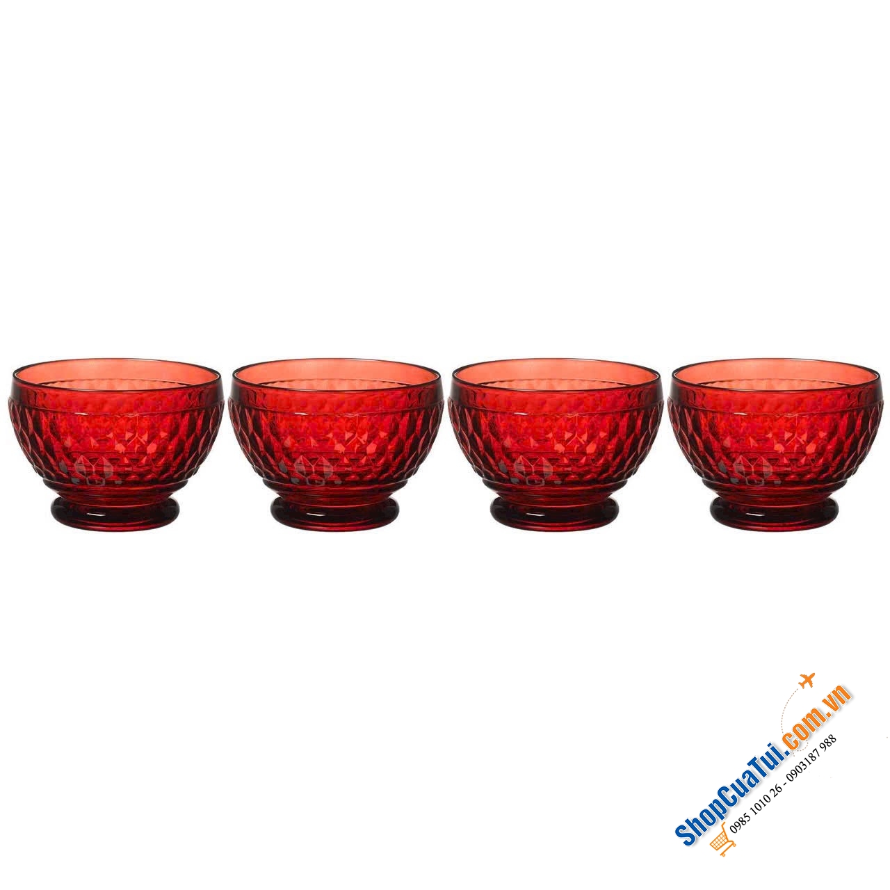 Set 4 bát điểm tâm pha lê màu Villeroy boch dòng Boston MADE IN GERMANY đẹp siêu lòng 430ml - pha lê