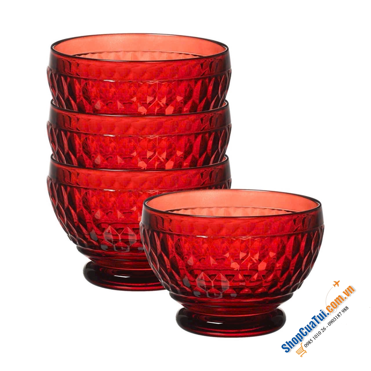 Set 4 bát điểm tâm pha lê màu Villeroy boch dòng Boston MADE IN GERMANY đẹp siêu lòng 430ml - pha lê