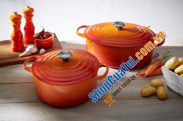 Nồi Gang LeCreuset Bräter Rund Evo 28cm Orange dung tích 6,7 lít, to vừa con gà, núm kim loại