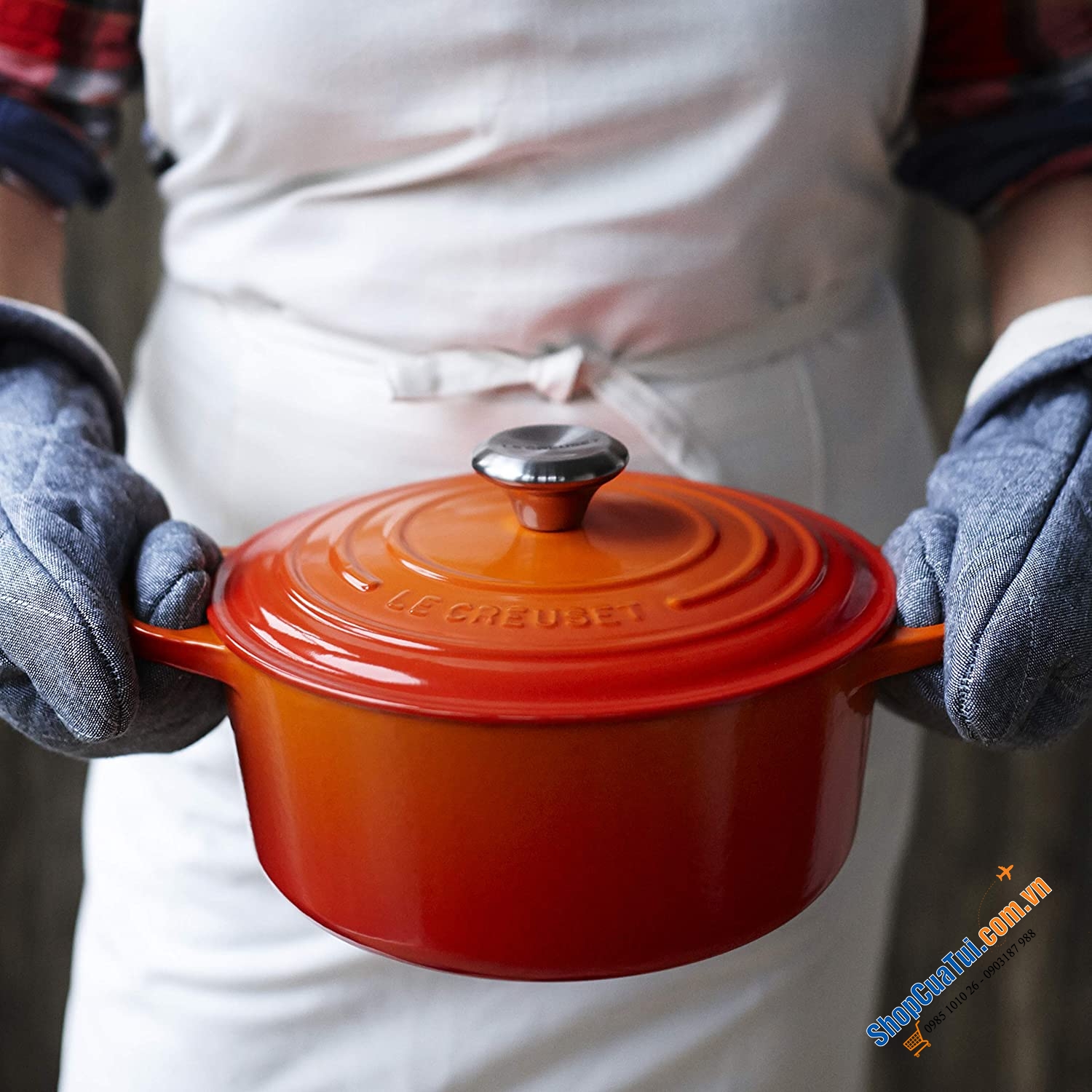 Nồi Gang LeCreuset Bräter Rund Evo 28cm Orange dung tích 6,7 lít, to vừa con gà, núm kim loại