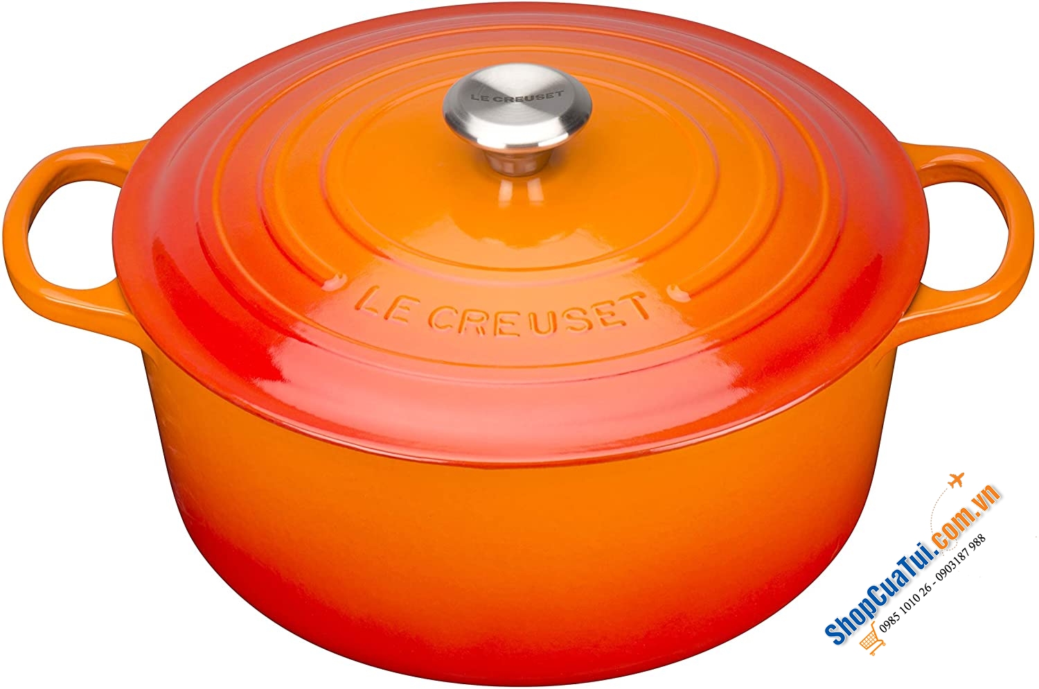 Nồi Gang LeCreuset Bräter Rund Evo 28cm Orange dung tích 6,7 lít, to vừa con gà, núm kim loại