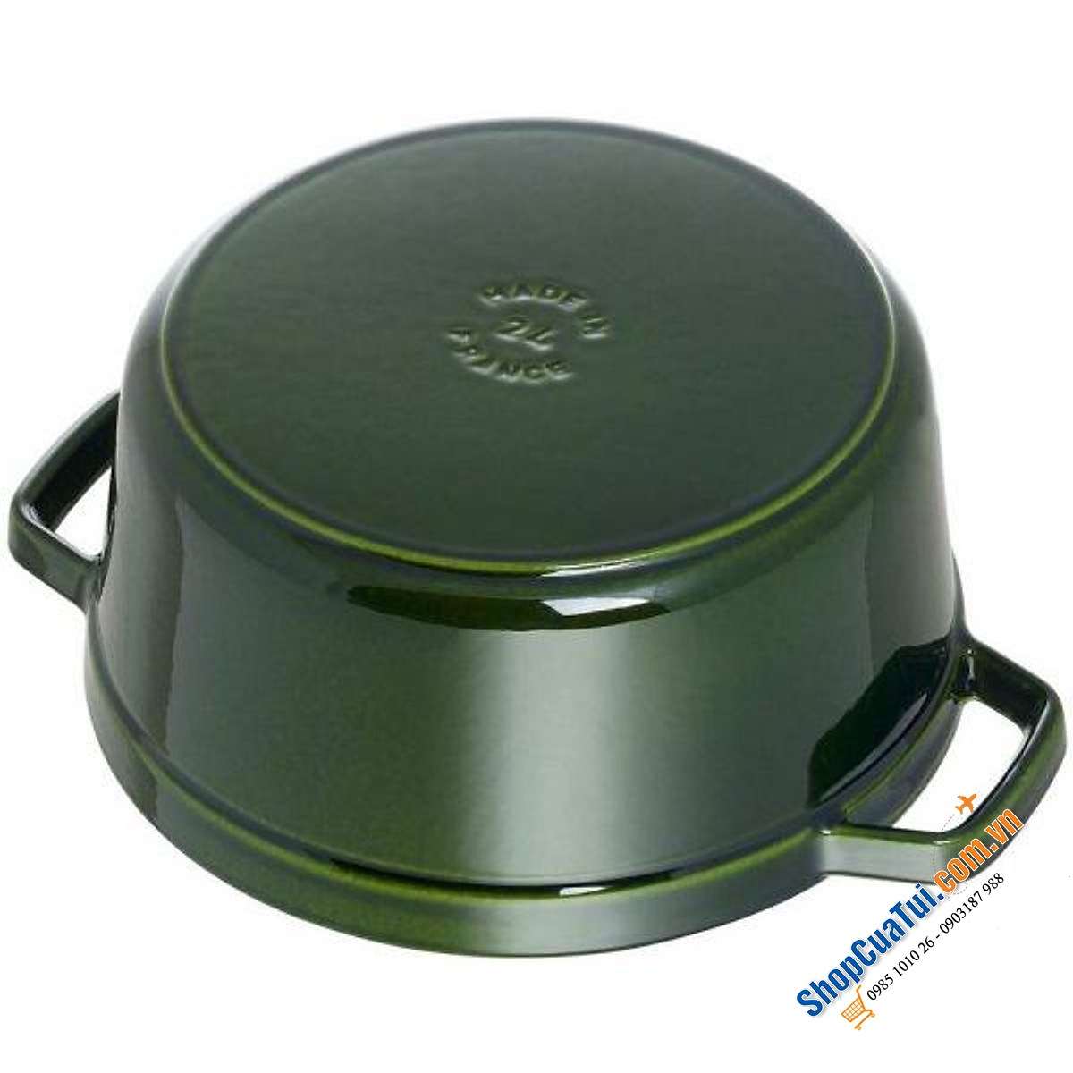 Nồi gang STAUB 26CM kèm xửng hấp - Nồi xửng Staub 5,2 Lít màu ghi, màu xanh húng quế