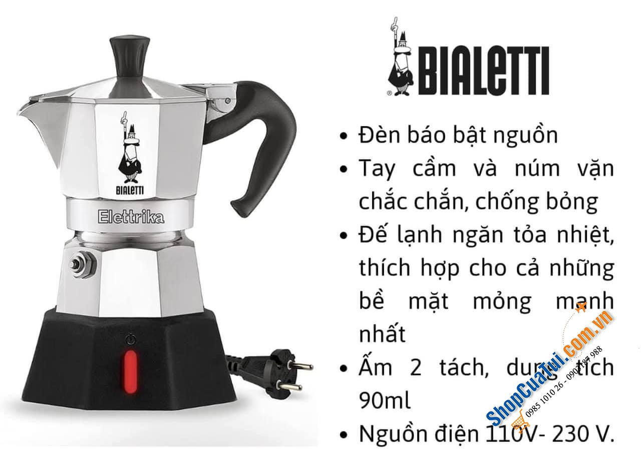 Ấm pha cà phê Bialetti Moka Electric màu trắng bạc sang trọng thiết kế đẹp mắt, tiện lợi và dễ dàng sử dụng (cắm điện)