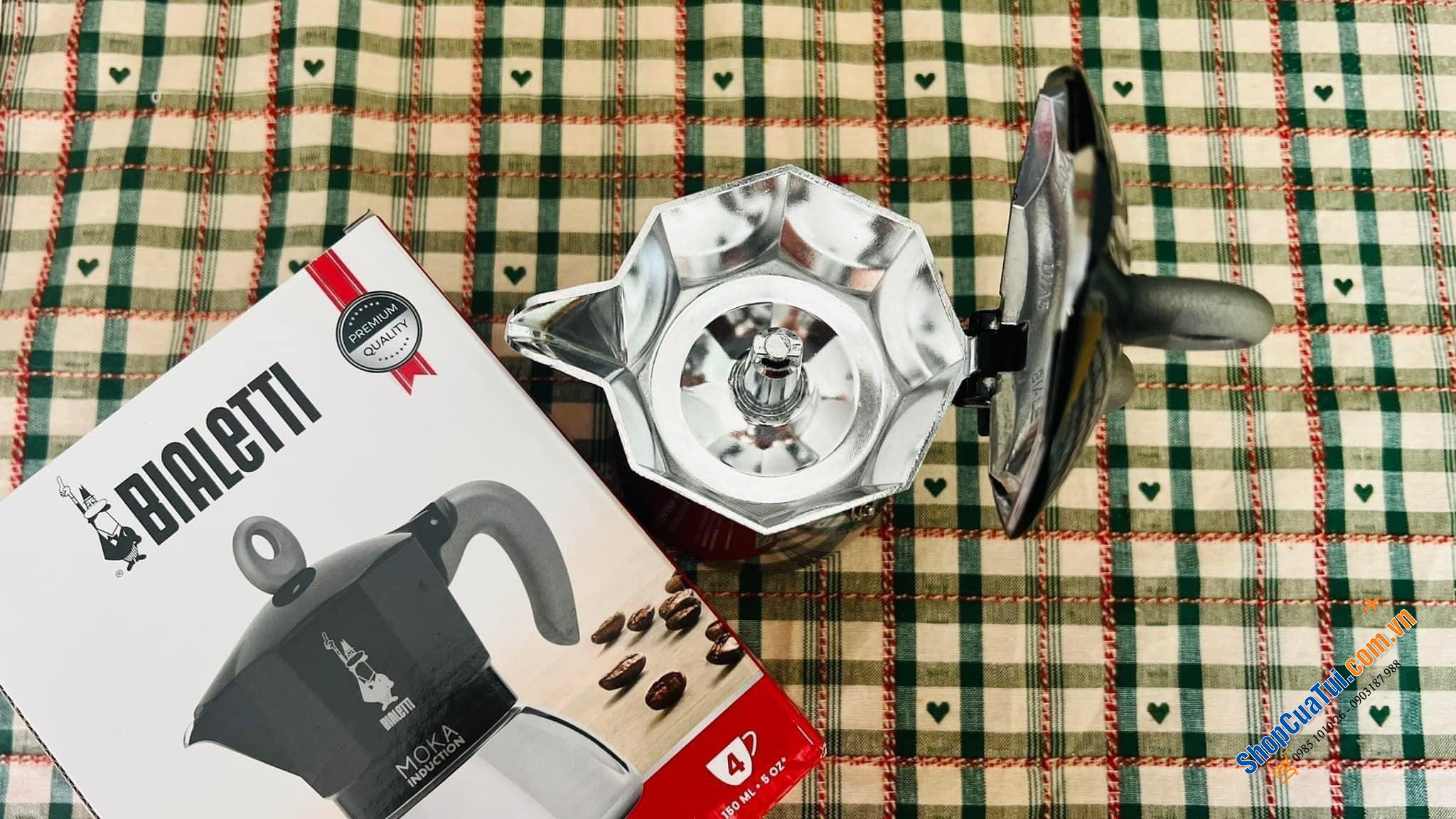 Ấm pha cà phê Bialetti Moka Express ITALY 4 cốc màu ĐEN  xinh đẹp dùng được bếp từ - Made in Italia