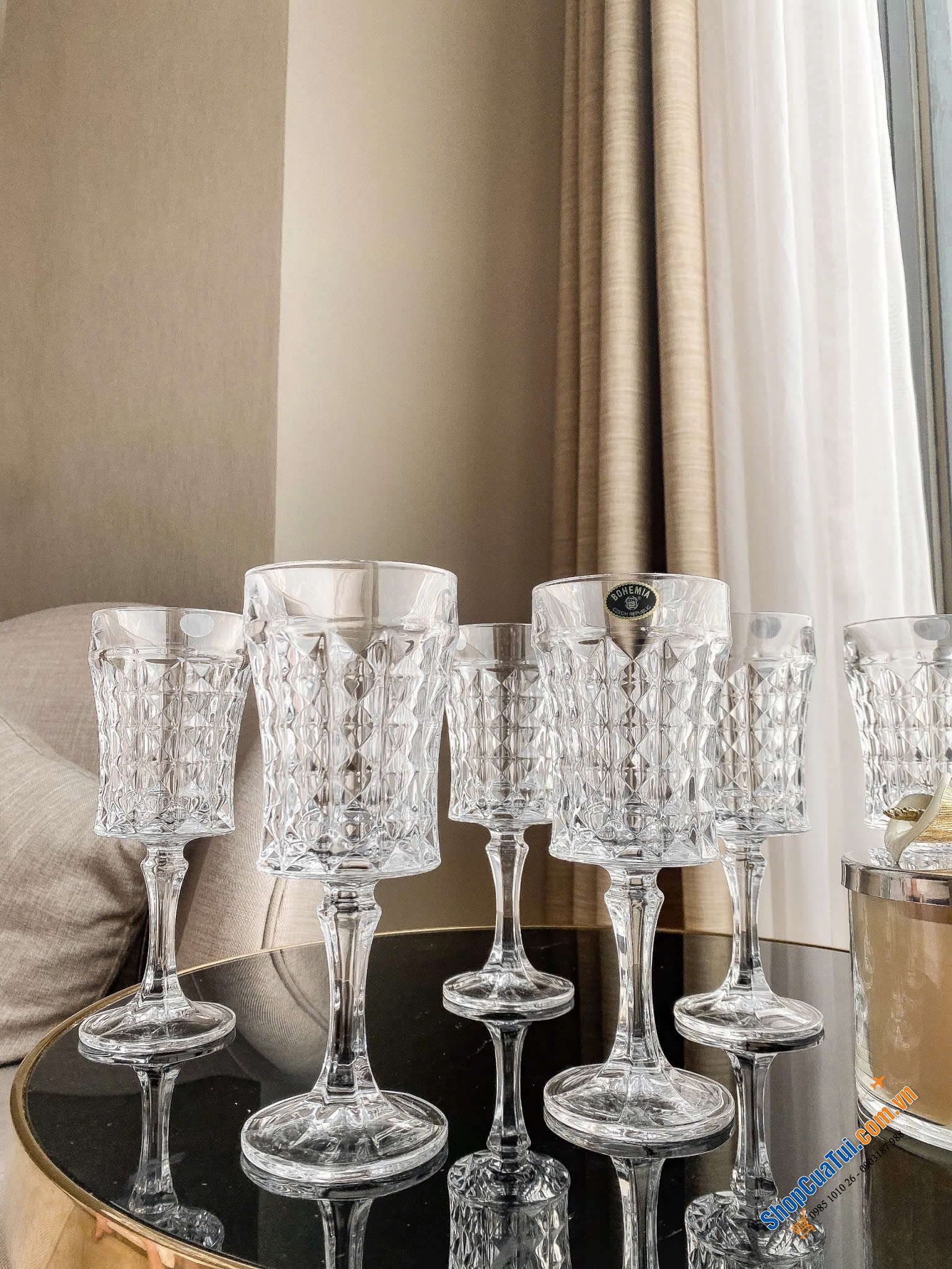 Ly vang đỏ Bohemia Diamond 200ml - Bộ 6 ly uống rượu vang đỏ Red Wine 200ml dòng kim cương - Đỉnh cao của pha lê cao cấp Sản xuất trực tiếp tại Séc