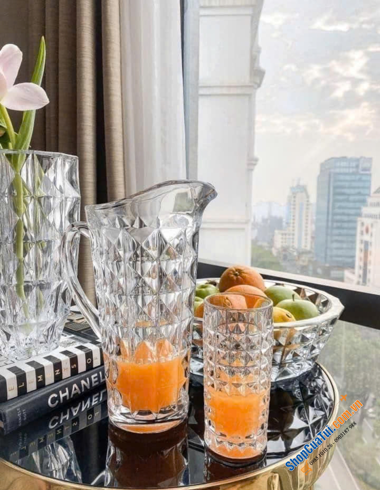 Combo: bộ 1 bình đựng nước dung tích 1250 ml và 6 cốc 260ml dòng pha lê Bohemia Diamond - Dòng kim cương- Đỉnh cao của pha lê cao cấp Sản xuất trực tiếp tại Séc