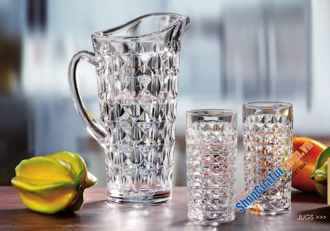 Combo: bộ 1 bình đựng nước dung tích 1250 ml và 6 cốc 260ml dòng pha lê Bohemia Diamond - Dòng kim cương- Đỉnh cao của pha lê cao cấp Sản xuất trực tiếp tại Séc