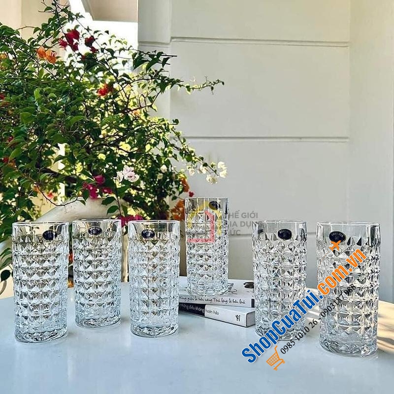 Combo: bộ 1 bình đựng nước dung tích 1250 ml và 6 cốc 260ml dòng pha lê Bohemia Diamond - Dòng kim cương- Đỉnh cao của pha lê cao cấp Sản xuất trực tiếp tại Séc