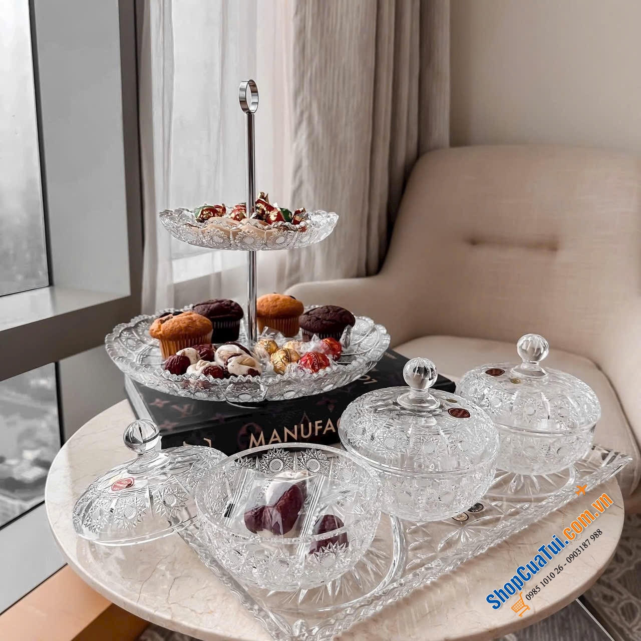 KỆ BÁNH 2 TẦNG PHA LÊ MÀI M57 BOHEMIA