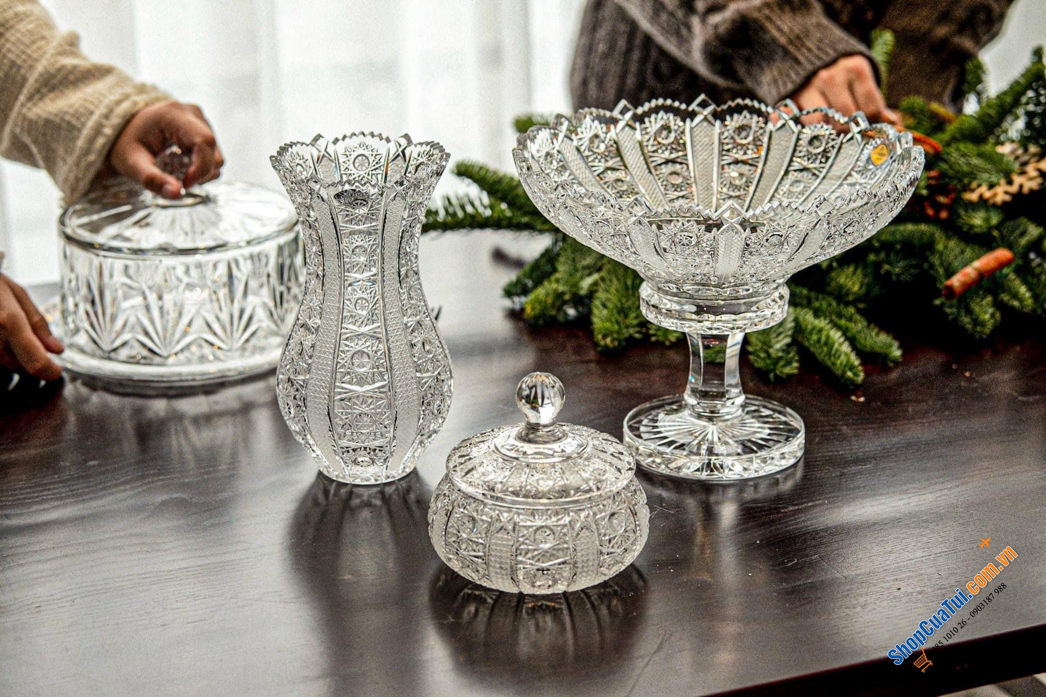 THỐ PHA LÊ MÀI M57 BOHEMIA - Hũ đựng mứt bánh kẹo bohemia 16,5cm