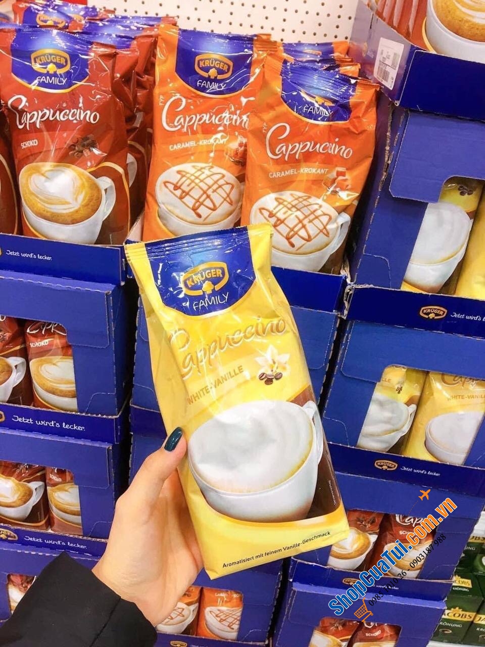 Cà Phê Capuccino Krüger Family  - Đức - Cà phê cappuchino sữa nóng sủi bọt siêu thơm ngon 500g