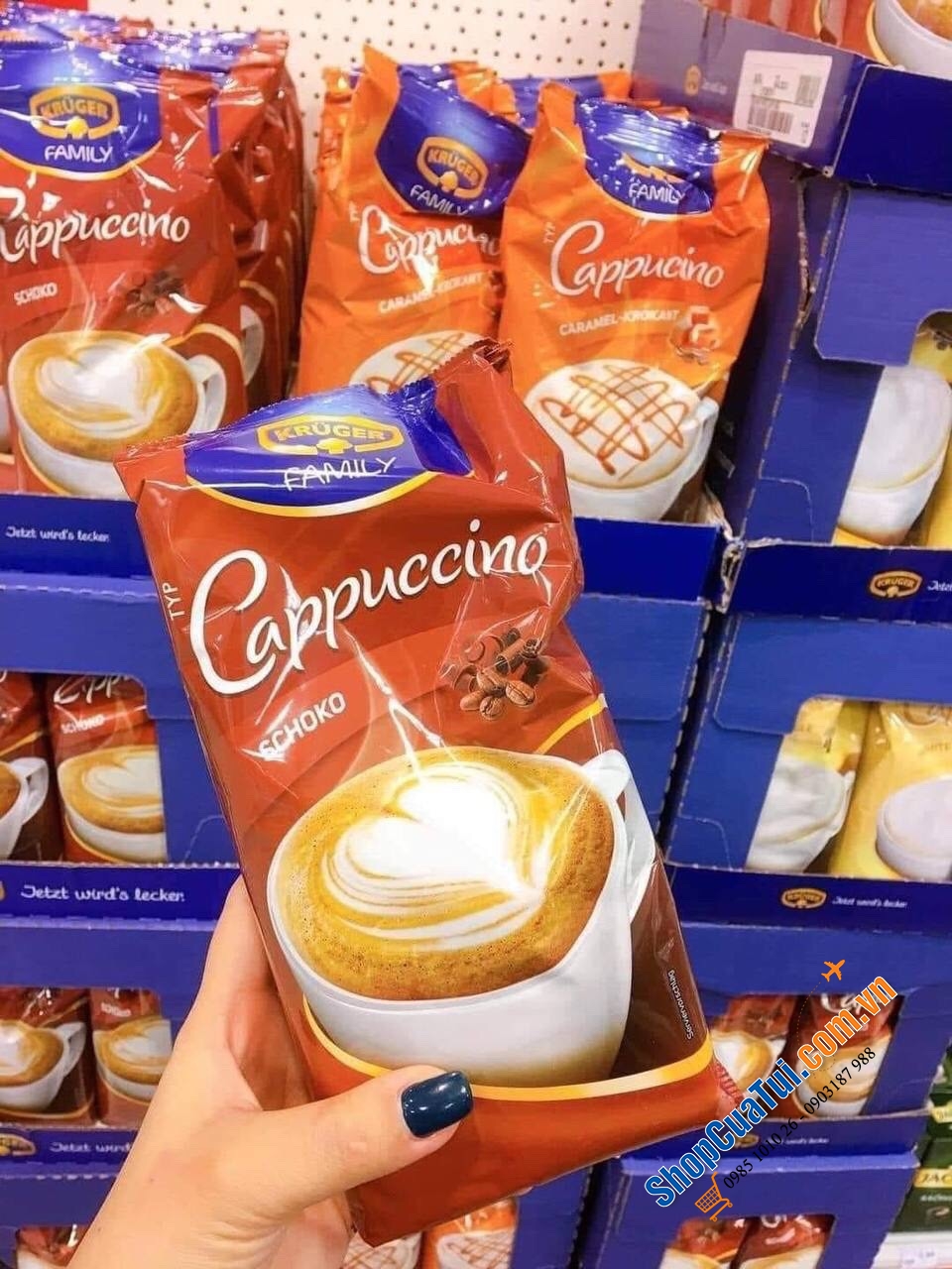 Cà Phê Capuccino Krüger Family  - Đức - Cà phê cappuchino sữa nóng sủi bọt siêu thơm ngon 500g