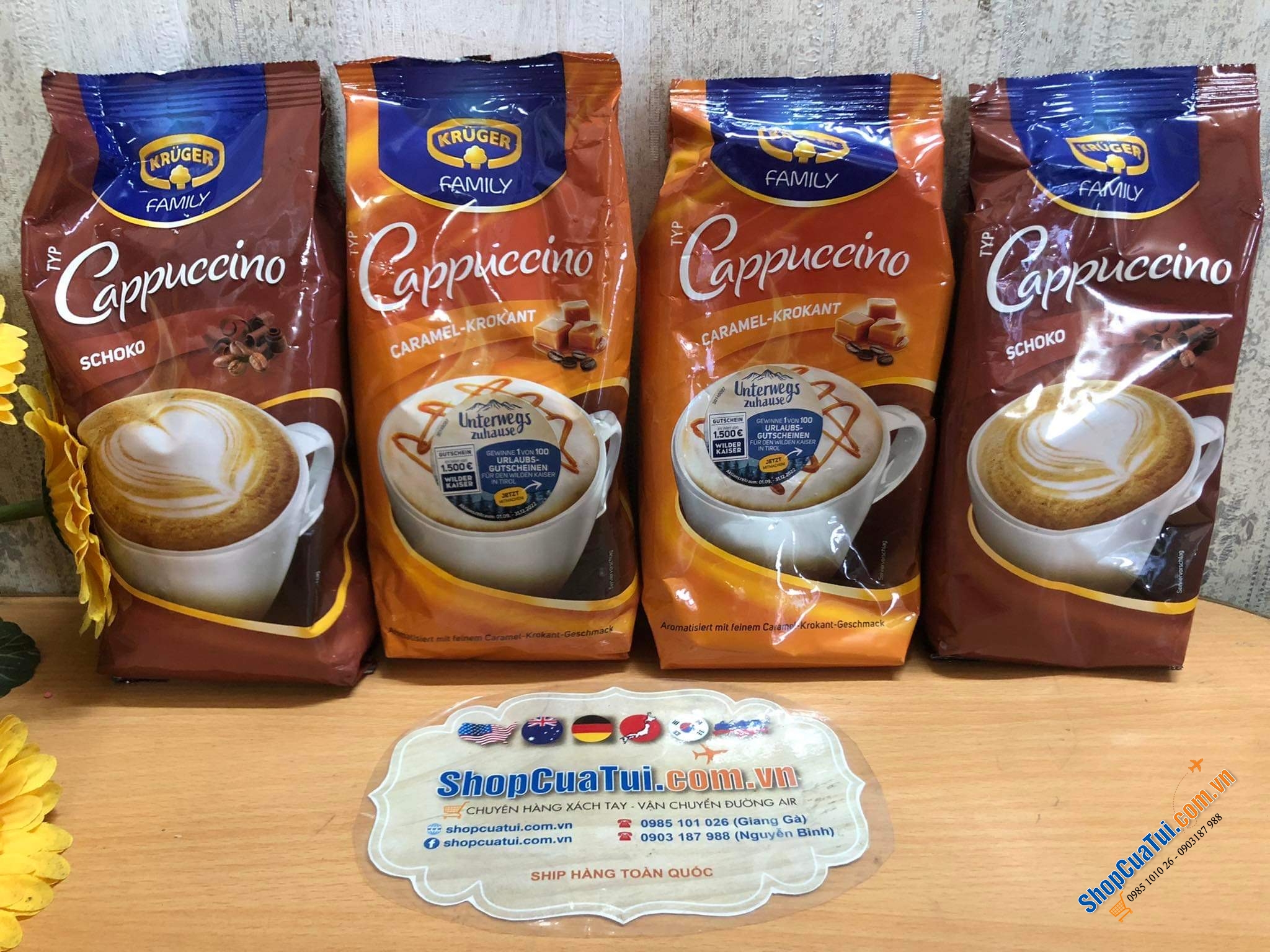 Cà Phê Capuccino Krüger Family  - Đức - Cà phê cappuchino sữa nóng sủi bọt siêu thơm ngon 500g