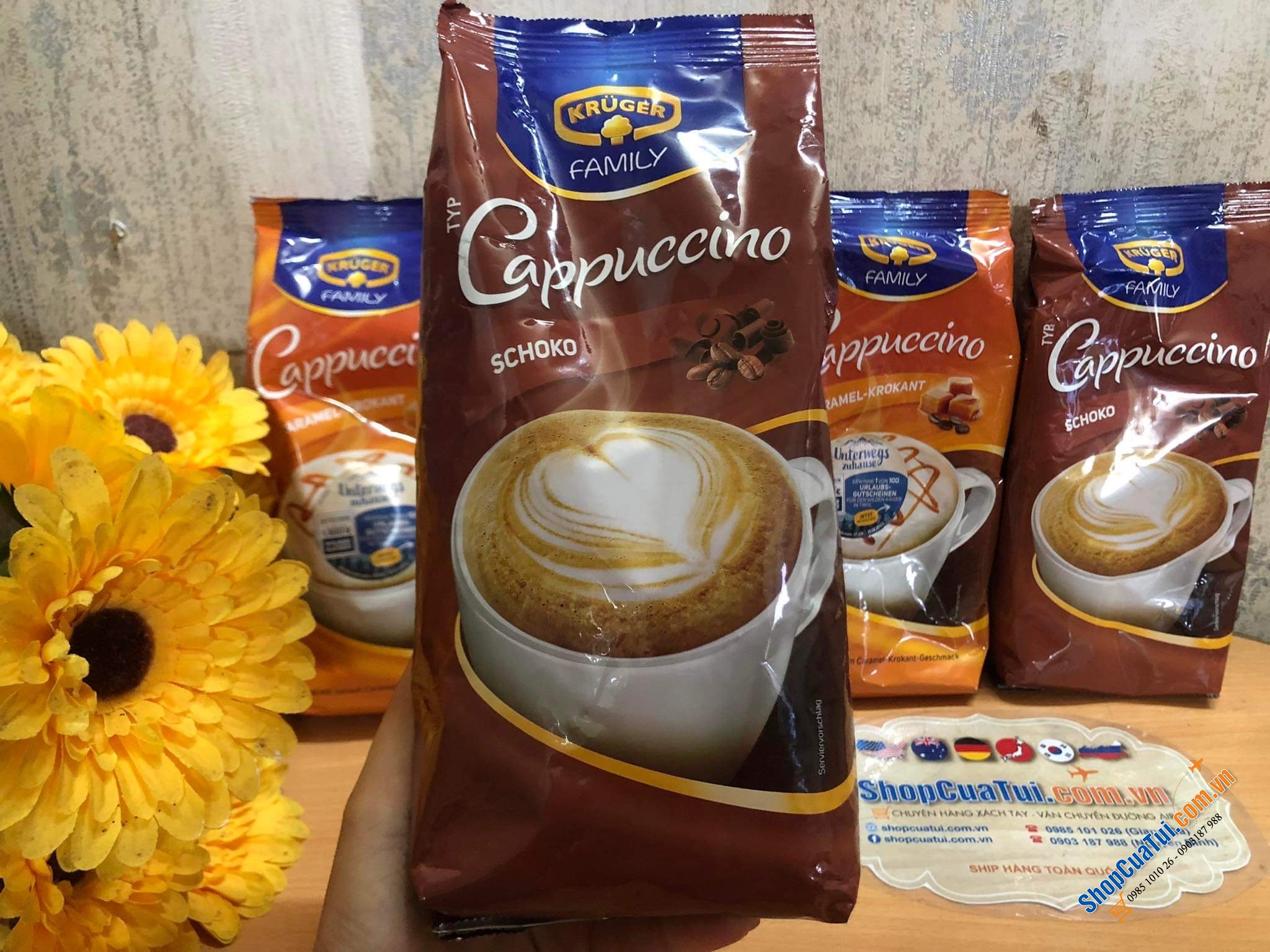 Cà Phê Capuccino Krüger Family  - Đức - Cà phê cappuchino sữa nóng sủi bọt siêu thơm ngon 500g