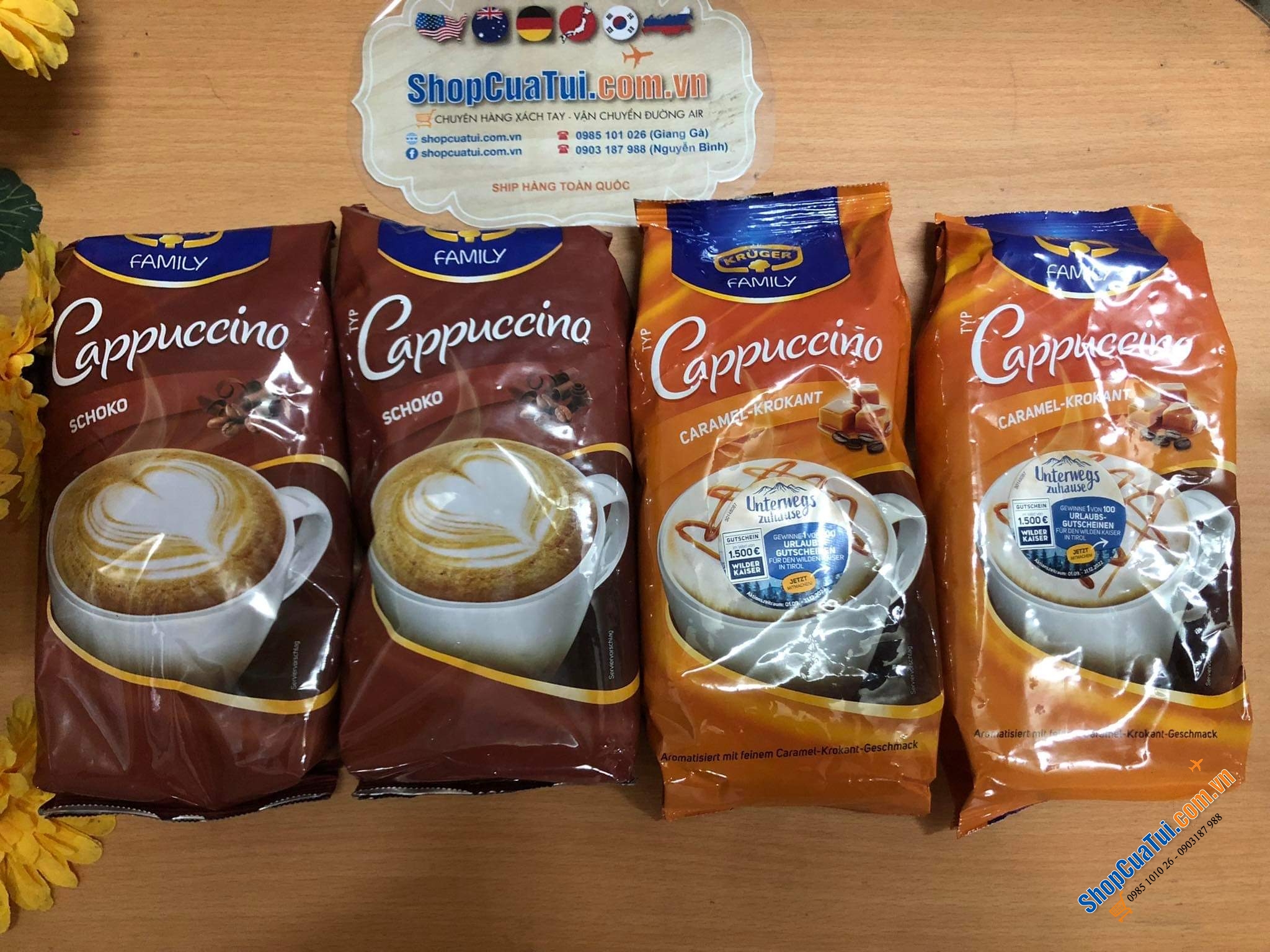 Cà Phê Capuccino Krüger Family  - Đức - Cà phê cappuchino sữa nóng sủi bọt siêu thơm ngon 500g