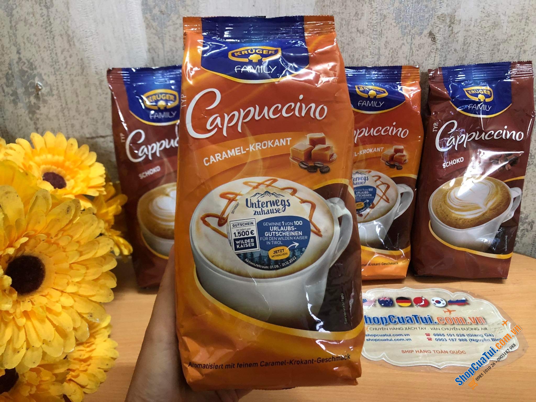 Cà Phê Capuccino Krüger Family  - Đức - Cà phê cappuchino sữa nóng sủi bọt siêu thơm ngon 500g