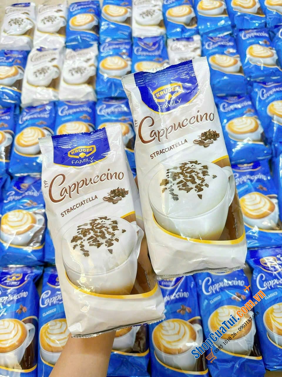 Cà Phê Capuccino Krüger Family  - Đức - Cà phê cappuchino sữa nóng sủi bọt siêu thơm ngon 500g