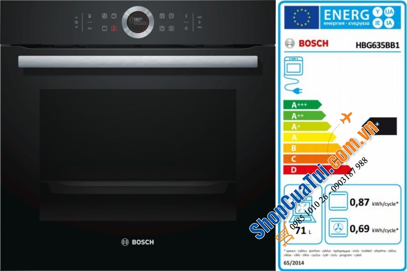 Lò nướng âm tủ Bosch HBG635BB1 serri 8 gồm 13 chế độ nướng