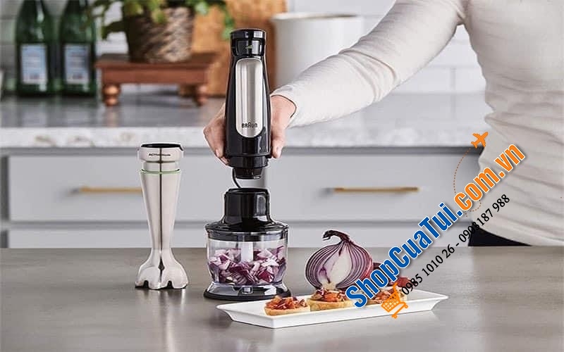 MÁY XAY CẦM TAY BRAUN MQ9147X - đa năng để trộn, cắt, đánh kem, cắt lát, băm nhỏ, sinh tố,...việc bếp trở nên dễ dàng