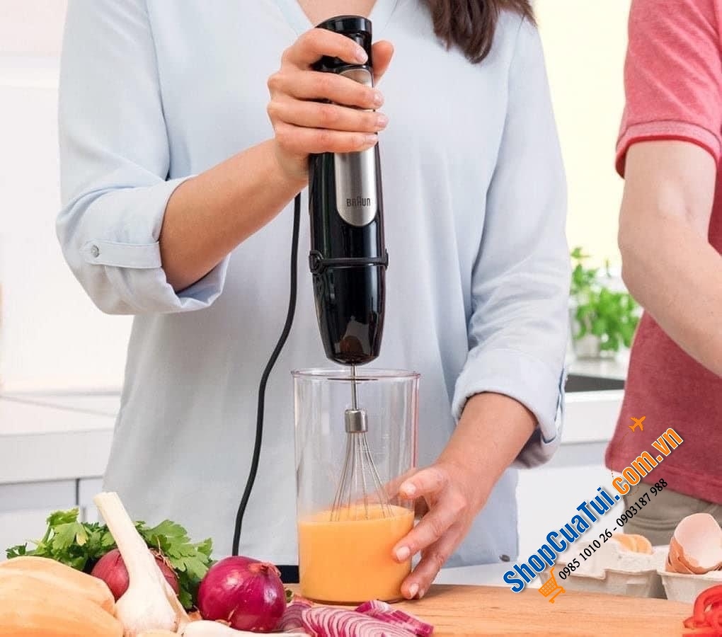 MÁY XAY CẦM TAY BRAUN MQ9147X - đa năng để trộn, cắt, đánh kem, cắt lát, băm nhỏ, sinh tố,...việc bếp trở nên dễ dàng