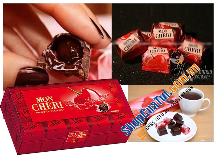 SOCOLA MON CHERI NHÂN CHERRY RƯỢU  Hộp nhựa 315g sô cô la từ Đức